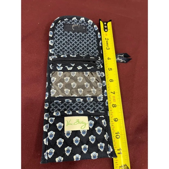 Vera Bradley Tri Fold Blue Floral Quilted Snap Wallet  5.5" x 4.5" - Picture 3 of 4